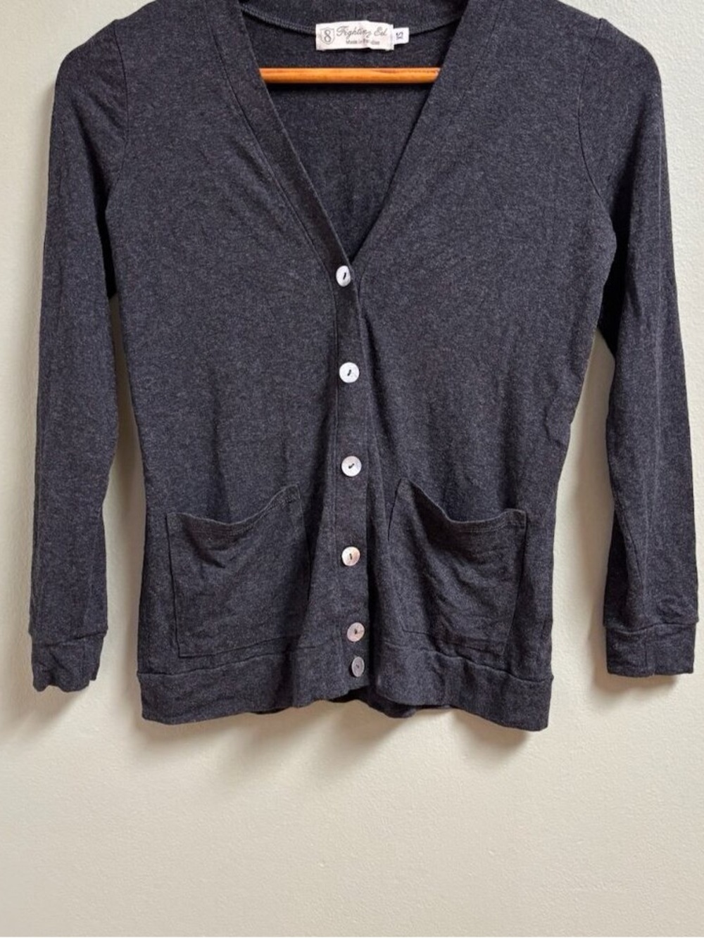 Lightweight Charcoal Button-Front Women's Cardigan Sweater